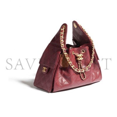 CHANEL 25 SMALL HANDBAG CAVIAR LEATHER BURGUNDY AS5293 (30*26*14cm)